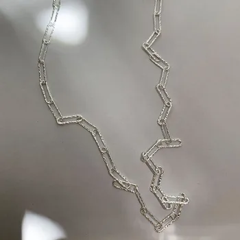 Jednoduché Striebornej Farbe Lesklý Choker Náhrdelník Duté Geometrické Clavicle Reťazca Náhrdelník Pre Ženy Kúzlo Strany Šperky