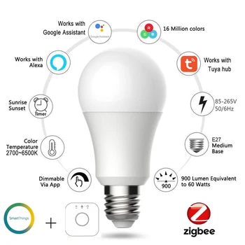 Zigbee 3.0 Tuya GU10 E27 E14 Smart LED Lampa Pozornosti Žiarovky RGBCW Žiarovka Stmievač Pre Smartthings Inteligentný Život Alexa Domovská stránka Google