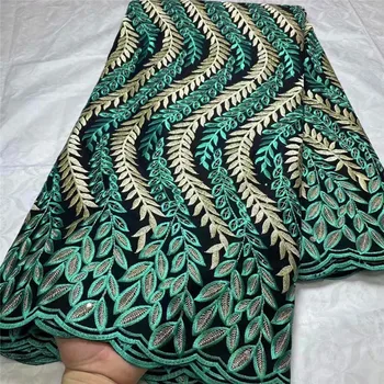 5 Dvore Suché Textílie, Čipky Najnovšie Ťažké Vyšívanie Korálkami Afriky Bavlna Swiss Voile Populárne Dubaj Štýl Pre Svadobné Party 4L63