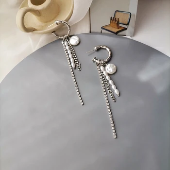 Mihan S925 ihly Jemné Šperky Strapec Náušnice C Tvarované Osobnosti Simulované Pearl Reťazca Kovové Náušnice Pre Ženy, Darčeky