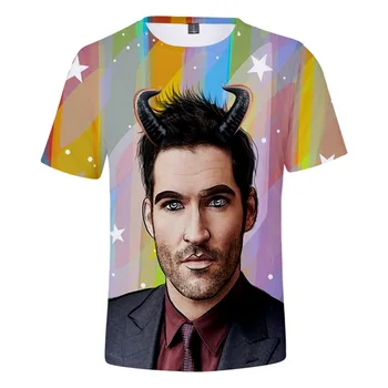 TV Show Lucifer Morningstar 3D Print T Shirt Ženy Muži Letné Módy Krátke Vtipné Tričko Diabol Grafické Tees Streetwear