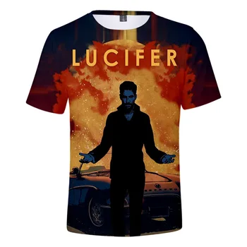 TV Show Lucifer Morningstar 3D Print T Shirt Ženy Muži Letné Módy Krátke Vtipné Tričko Diabol Grafické Tees Streetwear