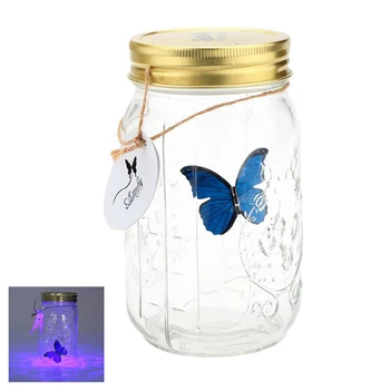 Romantický Sklo LED Lampa Motýľ Jar Valentine Deti Darčekové Dekorácie Modrá