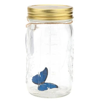 Romantický Sklo LED Lampa Motýľ Jar Valentine Deti Darčekové Dekorácie Modrá