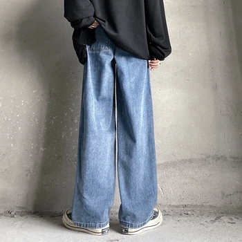 Harajuku Anime Dievča Vzor Tlače Džínsy Ženy Streetwear Džínsy Vintage Umyté Džínsy Voľné Širokú Nohu, Nohavice Muž Graffiti Džínsy