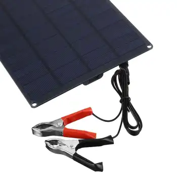 Solárny Panel Výstup Solárne Články Poly Solárny Panel Auta 12V 25W s USB Nabíjačka do Auta pre Loď, Auto, Jachta Batérie 21*16.5*2.5 CM