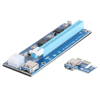 PCI Express 1X až 16X Extender Grafické Časti Karty 6Pin Napájací Adaptér Kábel Kábel pre Bitcoin Baník