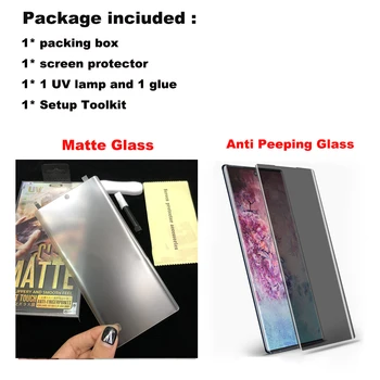UV liquid Matný Privacy Screen Protector Samsung Galaxy S21 S20 Ultra S8 S9 S10 plus Poznámka: 20 10 8 9 Anti Peep Tvrdené Sklo
