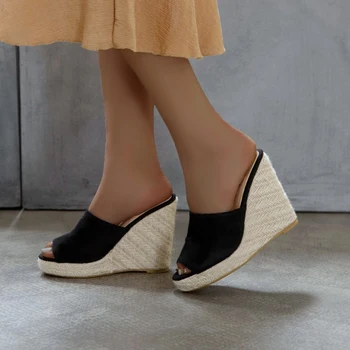 Dámske topánky 2021 príležitostné letné sandále na platforme vysoké podpätky papuče dámy zaklínit módne otvorené prst Roman dámske sandále