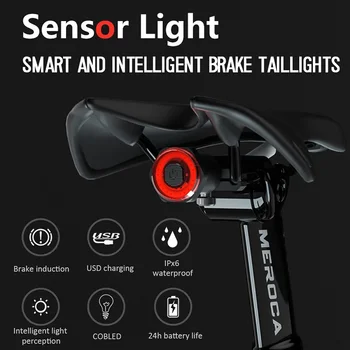 Inteligentný Indukčnej Brzdy zadné svetlá, Prenosné, Nepremokavé Horský Bicykel Svetlá Usb LED Nabíjania Požičovňa Noc zadné svetlo na Koni
