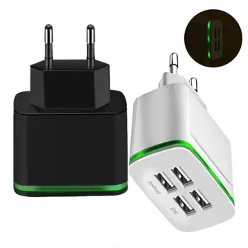 5V 4A Rýchlu Nabíjačku EÚ Plug-4-Port USB Nabíjanie Adaptér Travel Sieťovej Nabíjačky S LED Svetlom Pre IPhone, Tablety, Smartphony