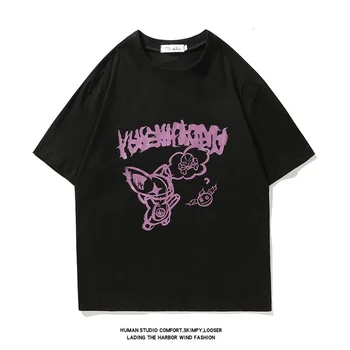 HYBSKR kórejský pánske Letné Tričko Krátky Rukáv T Shirt Roztomilý Medveď Grafické Muž Bežné T-shirts Bavlna Streetwear Oblečenie pre Mužov