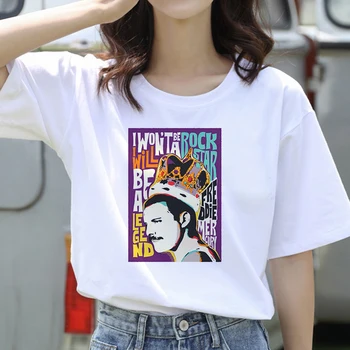Ženy Grafické Rock Top Tees Žena Freddie Mercury Kráľovná Kapela T Tričko Fashion Queen Tričko Ženy Harajuku Vintage T-shirt