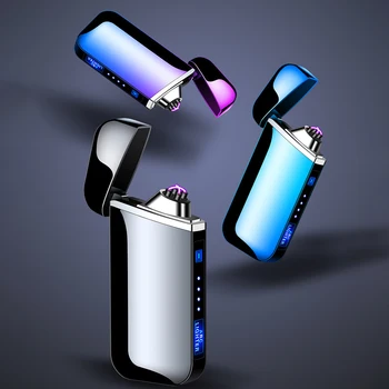Windproof Veľký Plameň Arc Ľahšie Plazma Elektrické USB Nabíjateľné Zapaľovače Fajčenia Cigarety, Cigary S LED Displej