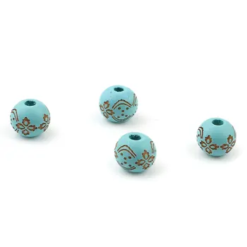 20 PCs Bohemia Wood Round Flower Pattern Spacer Beads Vintage Wooden Bead For Jewelry Making Fit Beads Bracelet DIY Findings