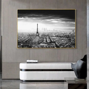 Paríž Veža Obrazy Na Plátne Čierna Biela Plagát A Tlač, Moderné Mesto Krajiny Wall Art Dekoratívne Obrázky na Obývacia Izba