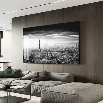 Paríž Veža Obrazy Na Plátne Čierna Biela Plagát A Tlač, Moderné Mesto Krajiny Wall Art Dekoratívne Obrázky na Obývacia Izba