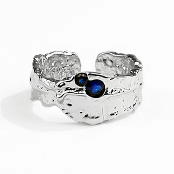 Punk Vintage Blue Crystal Krúžok Pre Ženy, Mužov, Nastaviteľná Veľkosť Geometrické Krúžky Vynikajúce Tvorivé Šperky Veľkoobchod 2021