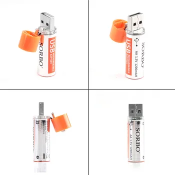 Pôvodné Sorbo 4pcs USB Nabíjateľné Batérie AA 1,5 V 1200mAh Rýchle Nabíjanie Li-po Batérie Kvalitný USB AA Batérie Bateria