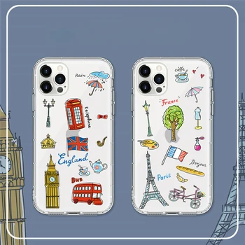 IN Londýn, Paríž, telefón puzdro pre iphone 12 Mini 11 Pro Max 7 8 Plus X XS Roztomilý Mesto Cestovné Prihlásiť Odtlačok Mäkké Silikónové Jasné Kryt