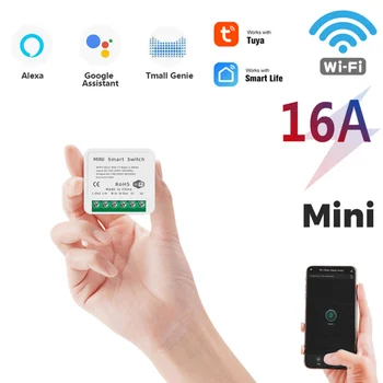 16A /10AMINI Wifi Smart Home Smart Switch Časovač Bezdrôtové Spínače Smart Home Automation Kompatibilný S Tuya Alexa Domovská stránka Google