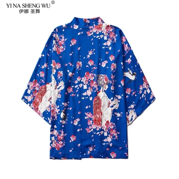 Kimono Krásy Tlač Yukata Ženy Muži Japonské Kimono Cardigan Tričko Bežné Kimonos Kawaii Topy Pláži Kimono Cosplay Kostým Nové