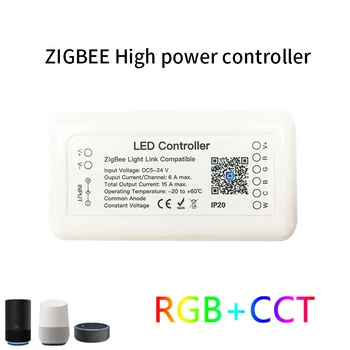 Tuya Zigbee Radič RGBCCT Smart Svetlo Pás Vysoký Výkon Radič RGBW Bezdrôtovo Stmievateľné Zigbee Pásy Svetla Radič