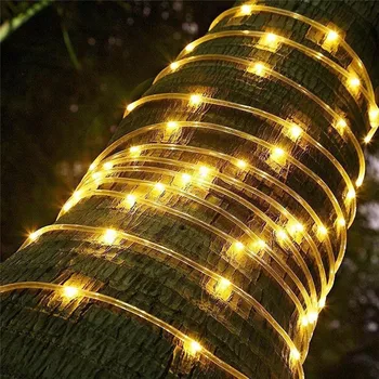 22M/12M LED Vonkajšie Solárne Lampy 200/100 Led Lano Trubice String Svetlo Víla Sviatok Vianočný Večierok Solárne Záhradné Nepremokavé Svetlá