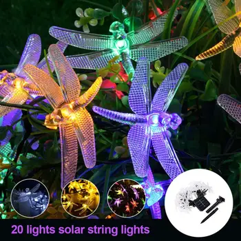 LED Vonkajšie Solárne Lampy String Svetlá Dragonfly Nepremokavé Vonkajšie Záhradné Párty Dekorácie Svetla Strany Garland Záhrada Nepremokavé