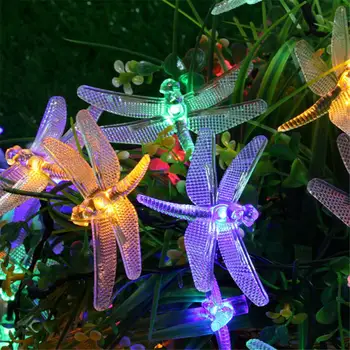 LED Vonkajšie Solárne Lampy String Svetlá Dragonfly Nepremokavé Vonkajšie Záhradné Párty Dekorácie Svetla Strany Garland Záhrada Nepremokavé