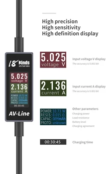 AV-line 18kind Kábel pre iPhone/Samsung/Huawei Telefón, USB nabíjanie detektor farebný displej digitálny displej mobilného telefónu aktuálne tes