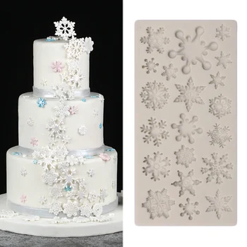 3D vianočné ozdoby snowflake Čipky čokoláda Strany DIY fondant pečenie varenie tortu zdobenie nástroje silikónové formy