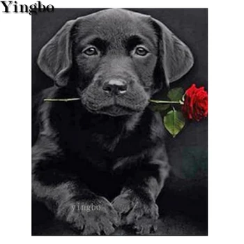 5D Diamond Maľovanie Labrador Plné Námestie Drahokamu Psa Ruže Kvet Ručné Výšivky Predaj Diamond Mozaiky Domova Darček Nové