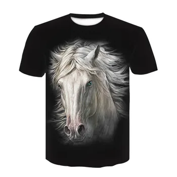 V lete roku 2020 mužov Zviera Tlače Krátky rukáv T-shirt módne pánske a dámske street wear black chladnú hlavu koňa T-shirt