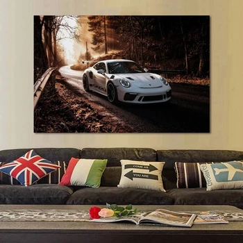 Moderné Nástenné Umelecké Plátno Obrazy Supercars Biele Auto lesa Obrázok HD Tlač Vozidla Plagáty pre Obývacia Izba Dekor