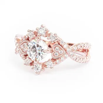Golden Rose Crystal Prstene pre Ženy Šperky Prst Prsteň Žena Vintage Svadba Promise Ring, Ženy, Dámy Strany, Prstene, Darčeky 2021