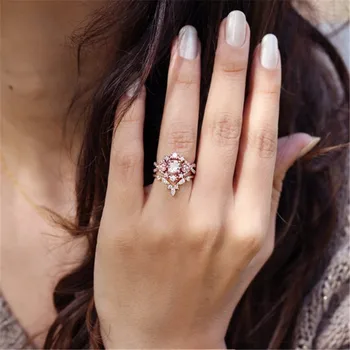 Golden Rose Crystal Prstene pre Ženy Šperky Prst Prsteň Žena Vintage Svadba Promise Ring, Ženy, Dámy Strany, Prstene, Darčeky 2021