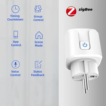 ZigBee Smart Plug EÚ 16A Adaptér Napájania Monitora Časovač Zásuvky Diaľkového Ovládania Tuya Bezdrôtová Zásuvka pre Alexa Domovská stránka Google Asistent
