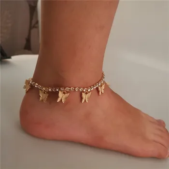 ZOSHI DOPLNKY, Módne Motýľ Ponožky pre Ženy Drahokamu Očarujúce Nohy Reťazca Šperky Letné Beach Anklet Naboso Módne Anklet