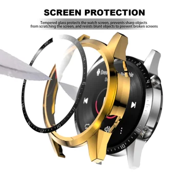 2v1 Pokovovanie Úplné Pokrytie+Tvrdené Sklo Screen Protector Pre Huawei Sledovať GT 2 46 mm 42mm Prípade Shell GT2 Ochranné Puzdro