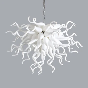 Moderný Mlieka Biely Luster Lampy Murano Skla Reťazca Osvetlenie pre Konferenčný Stolík LED Domov Svetla Obývacia Izba Dekor
