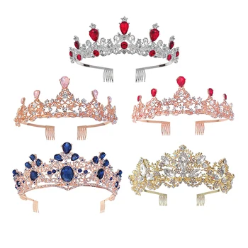 Luxusné Barokové Royal Queen Zlaté Svadobné Koruny Crystal Princess Tiara Hlavový Most Ženy Kúzlo Vlasy, Šperky