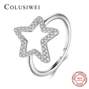 Colusiwei Módne 925 Sterling Silver Srdce Kosoštvorec Star Geometrické Prstene Pre Ženy, Luxusné Svadobné Zapojenie Kapela Jemné ŠPERKY