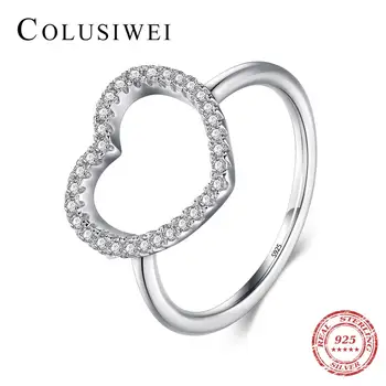 Colusiwei Módne 925 Sterling Silver Srdce Kosoštvorec Star Geometrické Prstene Pre Ženy, Luxusné Svadobné Zapojenie Kapela Jemné ŠPERKY