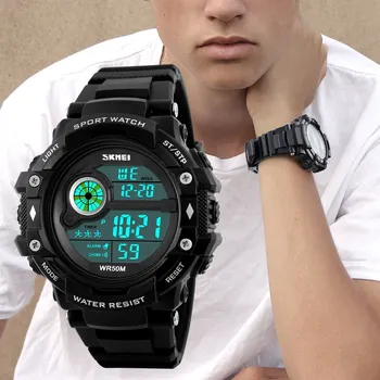 Športové Digitálne Hodinky 5ATM Vode odolné náramkové hodinky Muži Hodinky Muž Relogio Musculino Podsvietenie