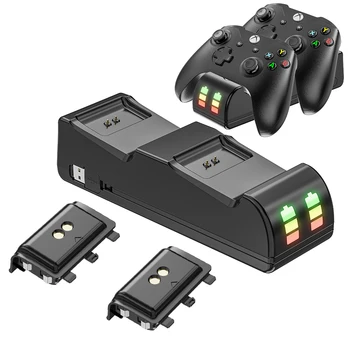 Nabíjačka pre Xbox Jeden/Jeden X a Jeden Y Elite radič, (Dve Slot) ,vysokorýchlostné dokovacia nabíjacia stanica s 2 nabíjateľné batérie