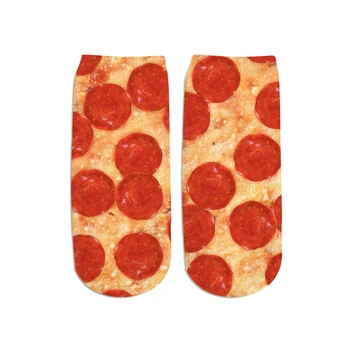2019 Nové potraviny pizza / hranolky / hamburger 3D Vytlačené Roztomilý bavlna krátke ponožky pre ženy, dámy harajuku kórejský ponožky