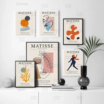Matisse Módny Plagát Abstraktné Dievča Linky List Wall Art Plátno na Maľovanie Nordic Modulárny Hd Vytlačí Obrázok pre Obývacia Izba Dekor