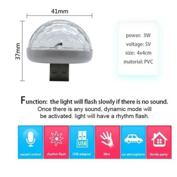 Mini USB Farebné Atmosféru Ľahkého Auta USB Strana Svetlo DJ LED RGB Interiérové Lampy Club Disco Stage Účinok Prenosné Svetlá