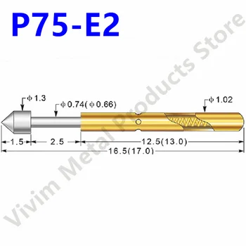 100ks P75-E2, Fosforu, Medi, Niklu, Jar Test Sonda s Priemerom 1.3 mm Dĺžka 16.5 mm E Hlavu Jar Test Sonda pre Náradie.
